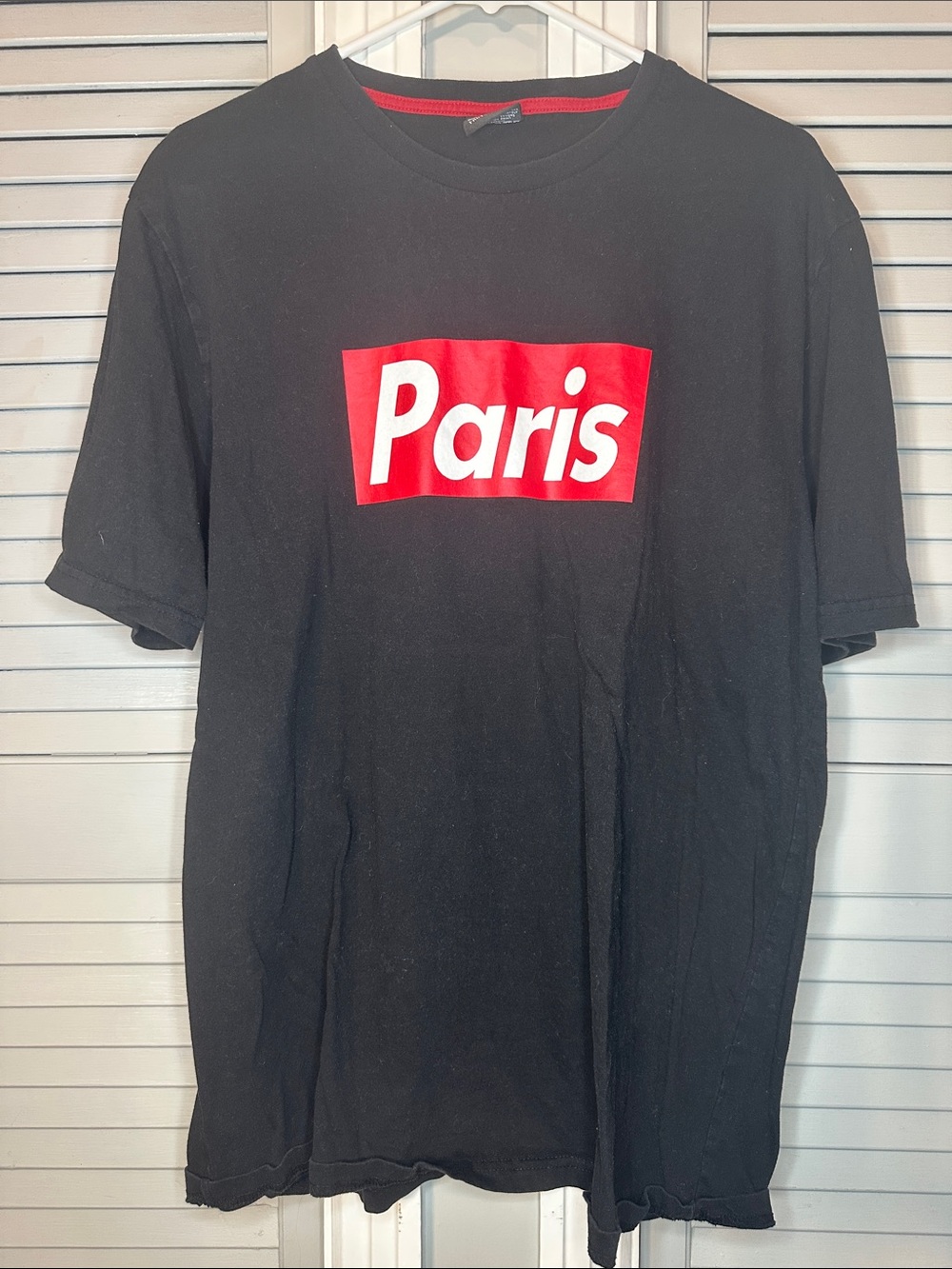 Black Short Sleeve Tee with Red Paris Logo